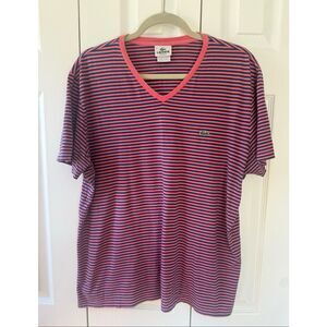 Lacoste Men’s XL (6) Stripe V Neck Tee Shirt